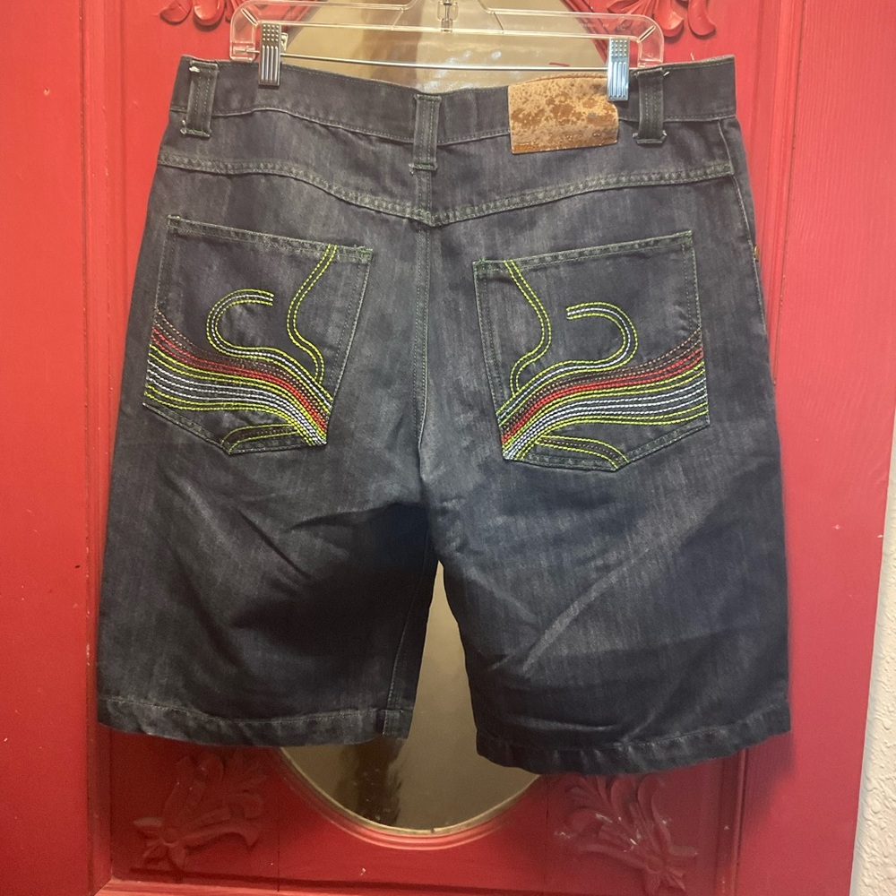 Extremely baggy y2k cybergoth Emcee Jeans Shorts “JNCO style” Size 38x13